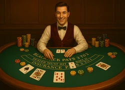 Classic Blackjack table game with perfect basic strategy